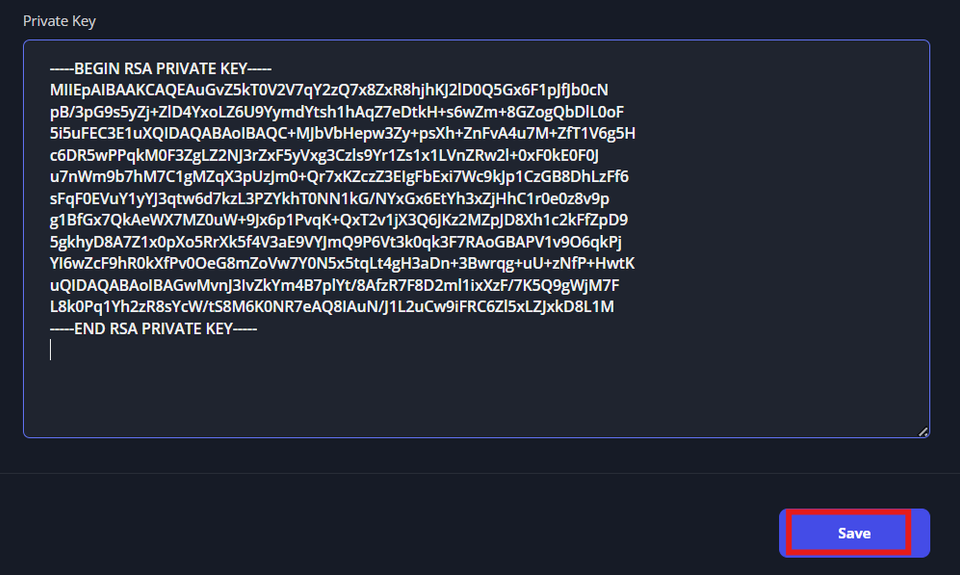 SpinUpWP Save Private Key and Save