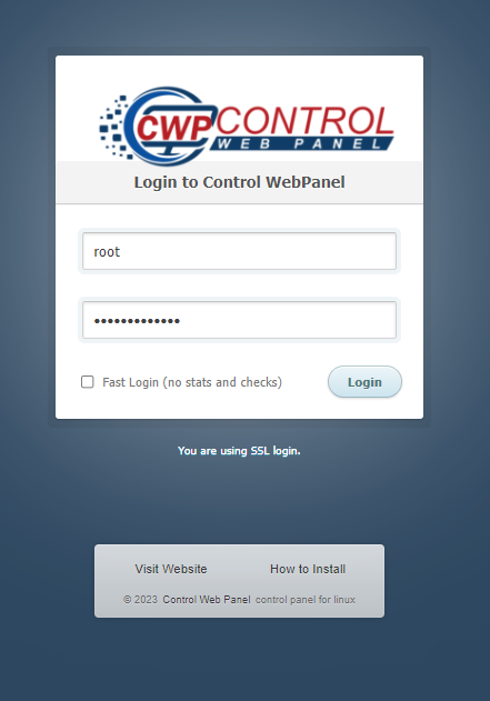 Centos Web Panel 7 Login Homepage