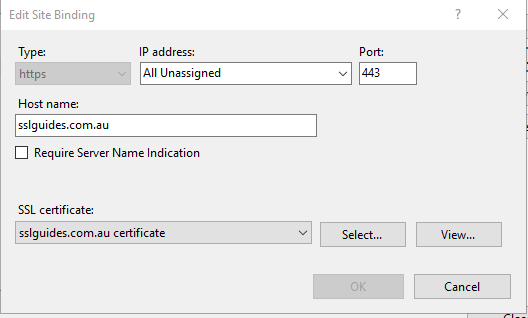 IIS 8 Edit Bindings