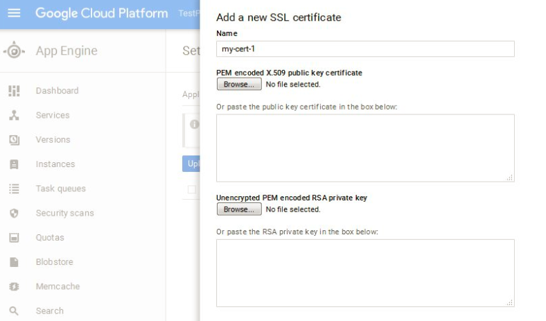 Upload SSL Certificate