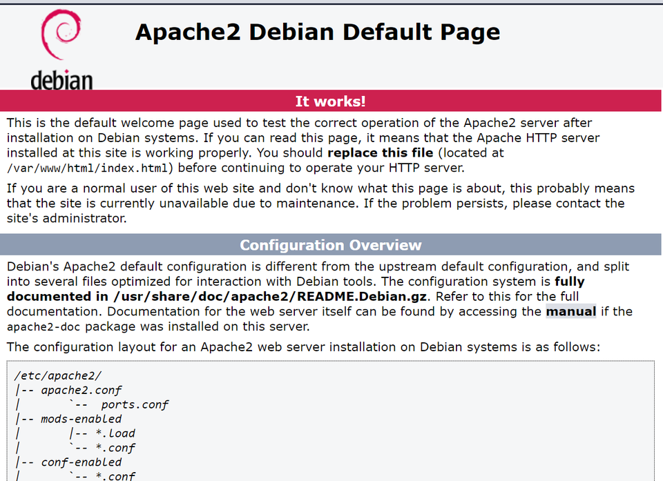 Apache Default Page Debian