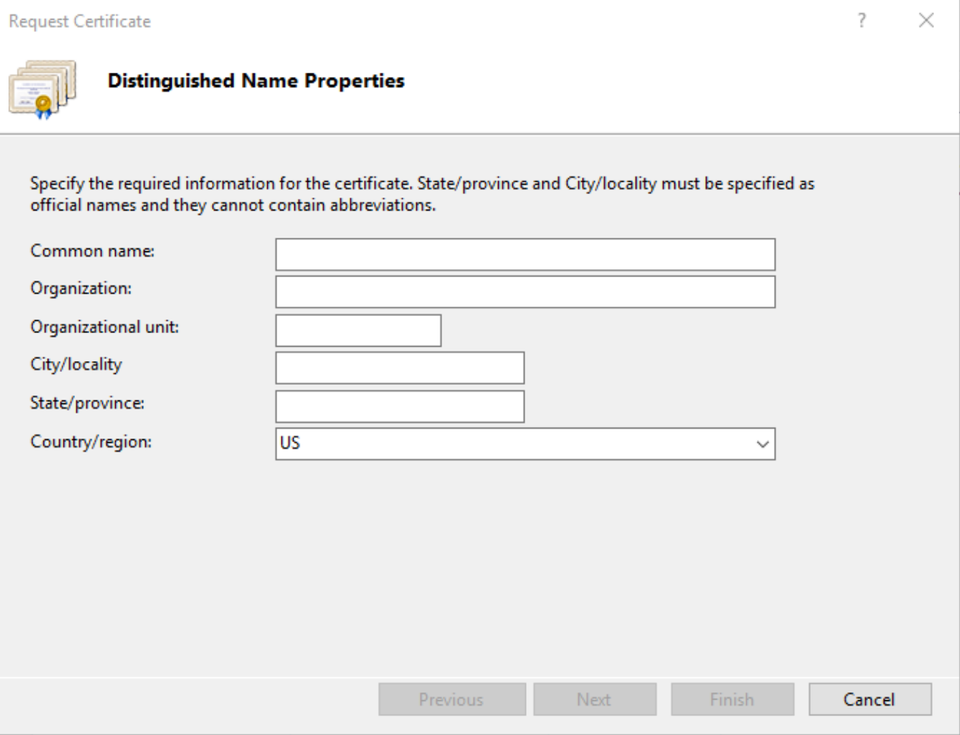 IIS 10 Fill CSR Details